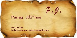 Parag János névjegykártya